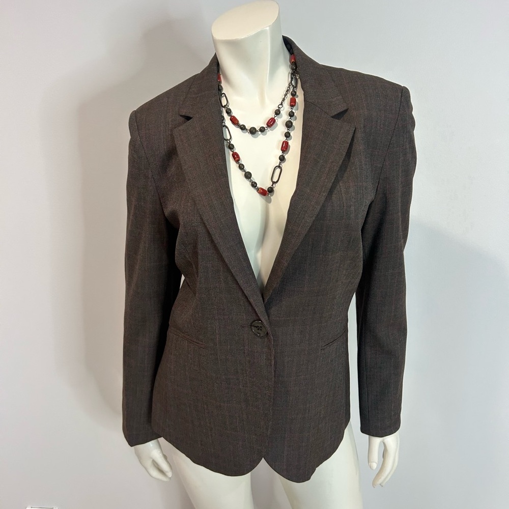 Gorgeous TEENFLO brown chocolate plaid Blazer❤️8